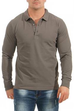 Mivaro Herren Langarmshirt Poloshirt Langarm Hemd Longsleeve Polo Shirt, Größe:4XL, Farbe:Anthrazit von Mivaro