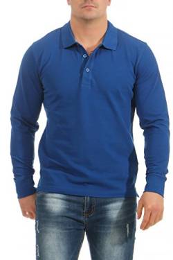 Mivaro Herren Langarmshirt Poloshirt Langarm Hemd Longsleeve Polo Shirt, Größe:4XL, Farbe:Blau von Mivaro