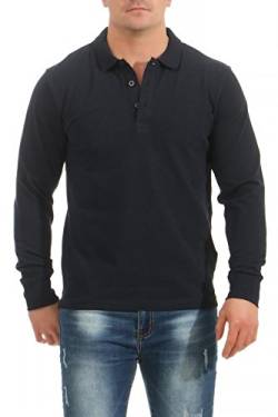 Mivaro Herren Langarmshirt Poloshirt Langarm Hemd Longsleeve Polo Shirt, Größe:4XL, Farbe:Dunkelblau von Mivaro