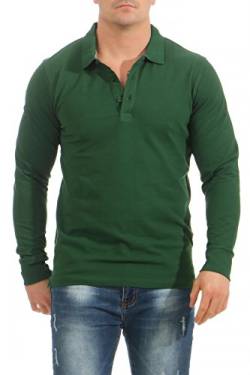 Mivaro Herren Langarmshirt Poloshirt Langarm Hemd Longsleeve Polo Shirt, Größe:4XL, Farbe:Grün von Mivaro