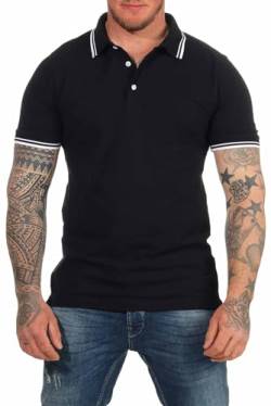 Mivaro Herren Poloshirt T-Shirt Hemd Kurzarm Freizeit Shirt Übergrößen, Größe:3XL, Farbe:Schwarz/Weiß von Mivaro