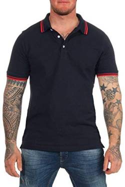 Mivaro Herren Poloshirt T-Shirt Hemd Kurzarm Freizeit Shirt Übergrößen, Größe:M, Farbe:Dunkelblau/Rot von Mivaro