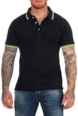 Mivaro Herren Poloshirt T-Shirt Hemd Kurzarm Freizeit Shirt Übergrößen, Größe:XL, Farbe:Schwarz/Gelb von Mivaro