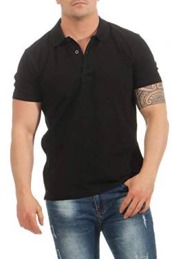 Mivaro Herren Poloshirt im Basic-Look, einfarbig, hohe Qualität, Größe:3XL, Farbe:Schwarz von Mivaro