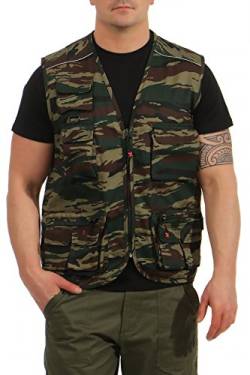 Mivaro Herren Safari-Weste mit vielen praktischen Taschen, funktionale Arbeitsweste, Outdoor-Weste, Größe:3XL, Farbe:Camouflage von Mivaro