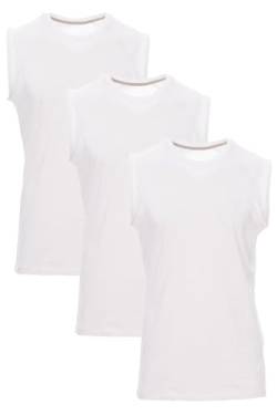Mivaro Herren Shirt ohne Ärmel 3er Pack Set Basic Fitness Tank-Top ärmellos, Größe:S, Farbe:3er Pack Weiß von Mivaro