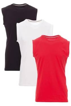 Mivaro Herren Shirt ohne Ärmel 3er Pack Set Basic Fitness Tank-Top ärmellos, Größe:XL, Farbe:3er Pack Schwarz/Weiß/Rot von Mivaro
