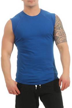 Mivaro Herren Shirt ohne Ärmel - Tank-Top - Muscle Shirt - Muskelshirt - Achselshirt - T-Shirt ohne Arm, Größe:L, Farbe:Blau von Mivaro