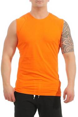 Mivaro Herren Shirt ohne Ärmel - Tank-Top - Muscle Shirt - Muskelshirt - Achselshirt - T-Shirt ohne Arm, Größe:L, Farbe:Orange von Mivaro
