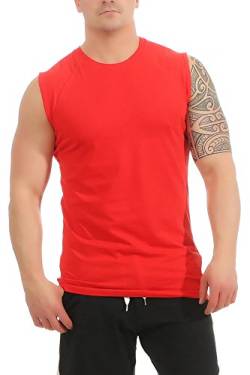 Mivaro Herren Shirt ohne Ärmel - Tank-Top - Muscle Shirt - Muskelshirt - Achselshirt - T-Shirt ohne Arm, Größe:L, Farbe:Rot von Mivaro