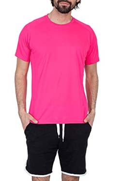 Mivaro Herren Sportshirt, Laufshirt Atmungsaktiv, Trainingsshirt für Männer, Größe:S, Farbe:Neonpink von Mivaro