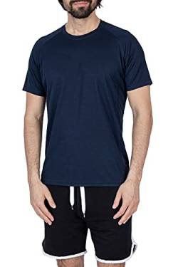 Mivaro Herren Sportshirt, Laufshirt Atmungsaktiv, Trainingsshirt für Männer, Größe:XL, Farbe:Dunkelblau von Mivaro