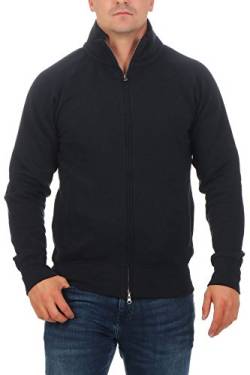 Mivaro Herren Sweatjacke ohne Kapuze mit Stehkragen Zip Hoodie, Größe:3XL, Farbe:Dunkelblau von Mivaro