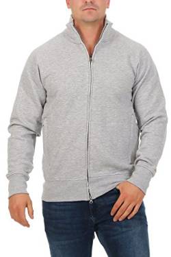 Mivaro Herren Sweatjacke ohne Kapuze mit Stehkragen Zip Hoodie, Größe:5XL, Farbe:Grau meliert von Mivaro