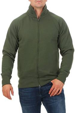 Mivaro Herren Sweatjacke ohne Kapuze mit Stehkragen Zip Hoodie, Größe:S, Farbe:Grün von Mivaro