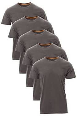 Mivaro Herren T-Shirt Set 5er Pack Basic Shirt Kurzarm atmungsaktiv, Größe:3XL, Farbe:5er Pack Anthrazit von Mivaro
