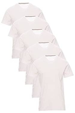 Mivaro Herren T-Shirt Set 5er Pack Basic Shirt Kurzarm atmungsaktiv, Größe:5XL, Farbe:5er Pack Weiß von Mivaro