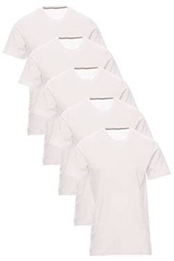 Mivaro Herren T-Shirt Set 5er Pack Basic Shirt Kurzarm atmungsaktiv, Größe:M, Farbe:5er Pack Weiß von Mivaro