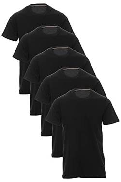 Mivaro Herren T-Shirt Set 5er Pack Basic Shirt Kurzarm atmungsaktiv, Größe:XXL, Farbe:5er Pack Schwarz von Mivaro