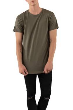 Mivaro Herren T-Shirt extra lang geschnitten, Longshirt für große und schlanke Männer, Größe:5XL, Farbe:Olivgrün von Mivaro