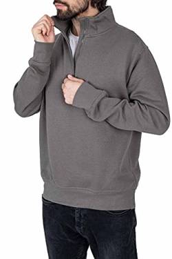 Mivaro Herren Troyer, Pullover mit 1/4 Reißverschluss, hoher Kragen, ohne Kapuze, Größe:4XL, Farbe:Anthrazit von Mivaro