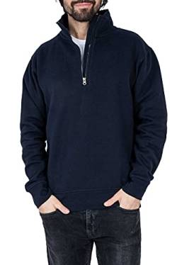 Mivaro Herren Troyer, Pullover mit 1/4 Reißverschluss, hoher Kragen, ohne Kapuze, Größe:4XL, Farbe:Dunkelblau von Mivaro