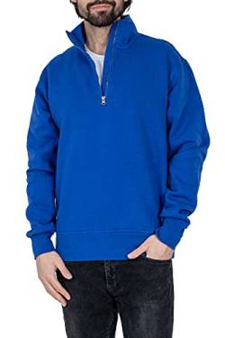 Mivaro Herren Troyer, Pullover mit 1/4 Reißverschluss, hoher Kragen, ohne Kapuze, Größe:5XL, Farbe:Blau von Mivaro