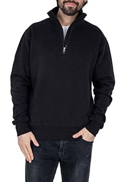 Mivaro Herren Troyer, Pullover mit 1/4 Reißverschluss, hoher Kragen, ohne Kapuze, Größe:M, Farbe:Schwarz von Mivaro