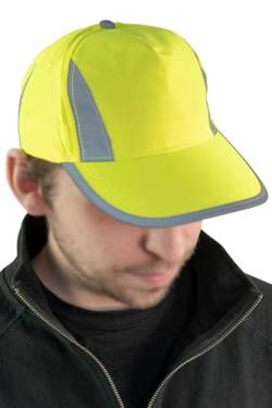 Mivaro Herren Warnschutz-Kappe Cap Reflektionsstreifen in Gelb/Orange, Größe:Einheitsgröße, Farbe:Gelb von Mivaro