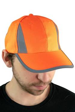Mivaro Herren Warnschutz-Kappe Cap Reflektionsstreifen in Gelb/Orange, Größe:Einheitsgröße, Farbe:Orange von Mivaro