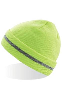 Mivaro Herren Warnschutz-Mütze Beanie reflektierend, Größe:Einheitsgröße, Farbe:Gelb von Mivaro