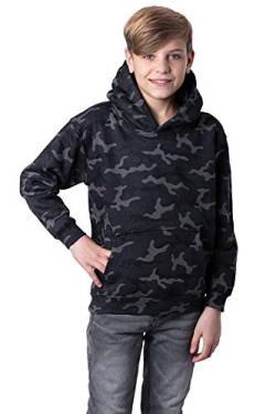 Mivaro Jungen Pullover Camouflage, Army Hoodie, mit Kapuze, Größe:110/116, Farbe:Grau von Mivaro