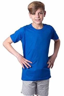 Mivaro Jungen Sport Shirt Trikot Funktionsshirt Laufshirt Fußball Training Tshirt, Größe:122/128, Farbe:Blau von Mivaro