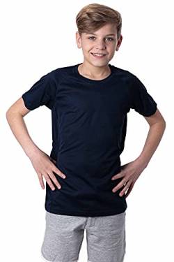 Mivaro Jungen Sport Shirt Trikot Funktionsshirt Laufshirt Fußball Training Tshirt, Größe:158/164, Farbe:Dunkelblau von Mivaro