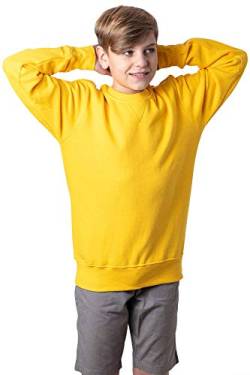 Mivaro Jungen Sweatshirt, Pullover ohne Kapuze für Kinder, Größe:110/116, Farbe:Gelb von Mivaro