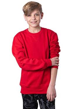 Mivaro Jungen Sweatshirt, Pullover ohne Kapuze für Kinder, Größe:110/116, Farbe:Rot von Mivaro