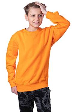 Mivaro Jungen Sweatshirt, Pullover ohne Kapuze für Kinder, Größe:122/128, Farbe:Orange von Mivaro