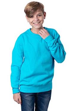 Mivaro Jungen Sweatshirt, Pullover ohne Kapuze für Kinder, Größe:134/140, Farbe:Türkis von Mivaro