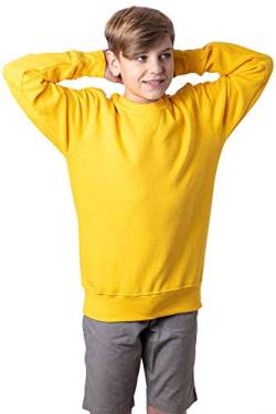 Mivaro Jungen Sweatshirt, Pullover ohne Kapuze für Kinder, Größe:146/152, Farbe:Gelb von Mivaro