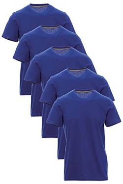 Mivaro Jungen T-Shirt 5er Pack Set Basic Kinder Shirt Kurzarm, Größe:122/128, Farbe:5er Pack Blau von Mivaro