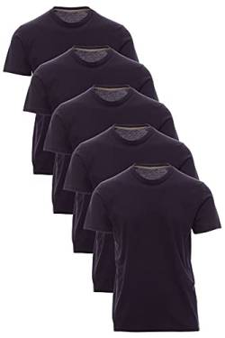 Mivaro Jungen T-Shirt 5er Pack Set Basic Kinder Shirt Kurzarm, Größe:122/128, Farbe:5er Pack Dunkelblau von Mivaro