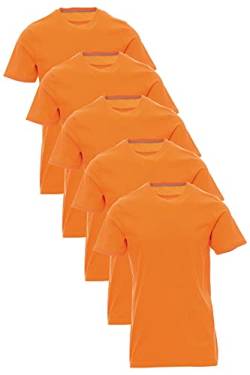 Mivaro Jungen T-Shirt 5er Pack Set Basic Kinder Shirt Kurzarm, Größe:134/140, Farbe:5er Pack Orange von Mivaro