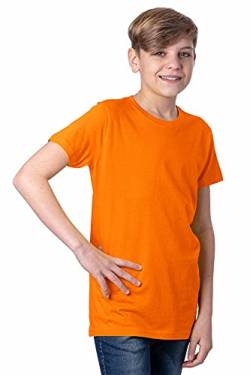 Mivaro Jungen T-Shirt Kurzarm Basic Shirt einfarbig Uni Shirt, Größe:110/116, Farbe:Orange von Mivaro