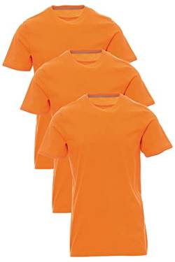 Mivaro Jungen T-Shirt Set 3er Pack Kinder Basic Shirt Kurzarm, Größe:134/140, Farbe:3er Pack Orange von Mivaro