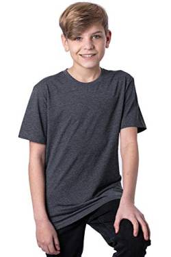 Mivaro Jungen T-Shirt mit Rundhals meliert einfarbig Bügelfrei, Größe:128, Farbe:Anthrazit von Mivaro
