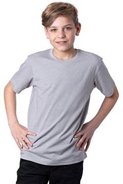 Mivaro Jungen T-Shirt mit Rundhals meliert einfarbig Bügelfrei, Größe:128, Farbe:Grau von Mivaro