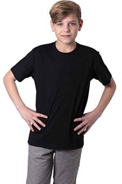 Mivaro Jungen T-Shirt mit Rundhals meliert einfarbig Bügelfrei, Größe:140, Farbe:Schwarz von Mivaro