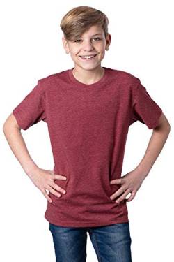 Mivaro Jungen T-Shirt mit Rundhals meliert einfarbig Bügelfrei, Größe:152, Farbe:Bordeaux von Mivaro