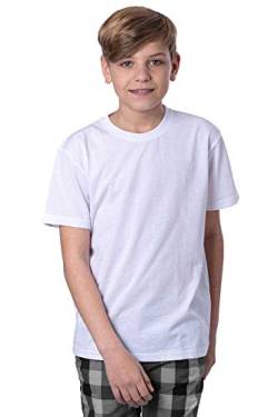 Mivaro Jungen T-Shirt mit Rundhals meliert einfarbig Bügelfrei, Größe:152, Farbe:Weiß von Mivaro