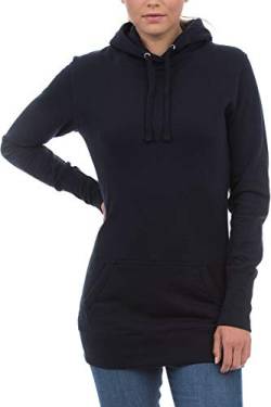 Mivaro Langer Damen Pullover, Long-Pullover mit Kapuze, Long-Hoodie, Größe:S, Farbe:Dunkelblau von Mivaro